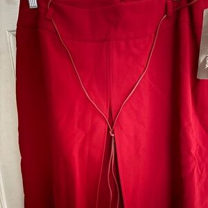 NWT Jones New York Red Belted Split Front Skirt Size 10